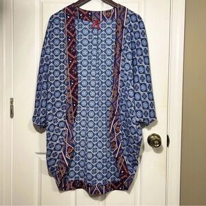 Red Camel Bohemian CoverUp Kimono Cardigan Duster Women’s Size Large Blue